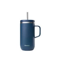 Taza Isot&eacute;rmica asa y pajita Inox AZUL 660ml QWETC