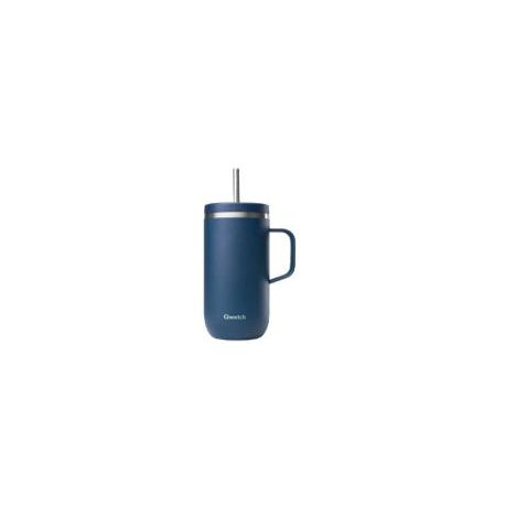 Taza Isot&eacute;rmica asa y pajita Inox AZUL 660ml QWETC
