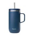 Taza Isotérmica asa y pajita Inox AZUL 660ml QWETC