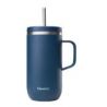 Taza Isot&eacute;rmica asa y pajita Inox AZUL 660ml QWETC