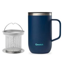 Taza Isot&eacute;rmica 470 c/filtro- tapa AZUL Inox QWETC