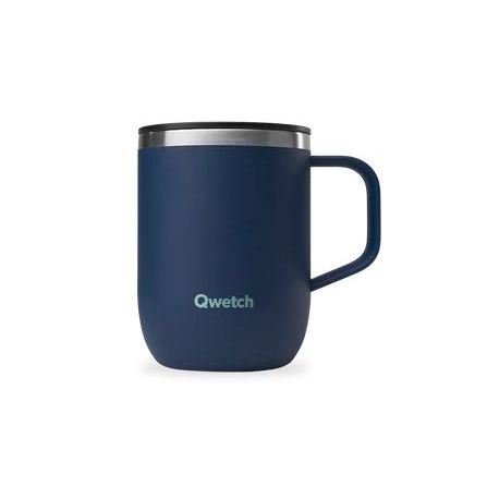 Taza Isot&eacute;rmica 350 asa y tapa AZUL Inox QWETC