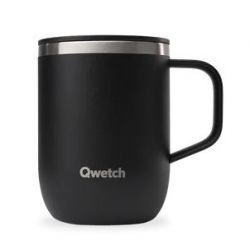 Taza Isot&eacute;rmica 350 asa y tapa NEGRA Inox QWETC