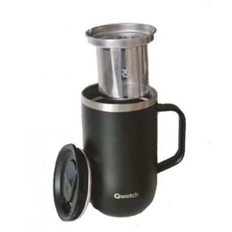 Taza Isot&eacute;rmica 470 c/filtro- tapa NEGR Inox QWETC
