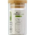 Bote 160 ml Vidrio con tapa de madera bambu-PANDOO