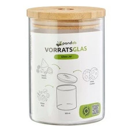 Bote 800 ml Vidrio con tapa de madera bambu-PANDOO